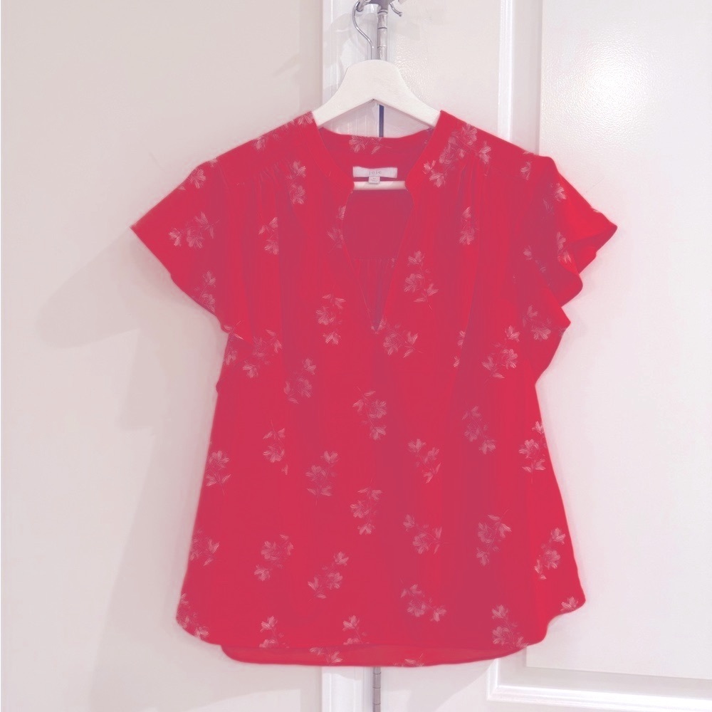 Joie Red Blouse with Floral Detail